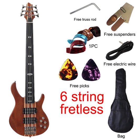Fretless 6 String Electric Bass Guitar 43 Inch