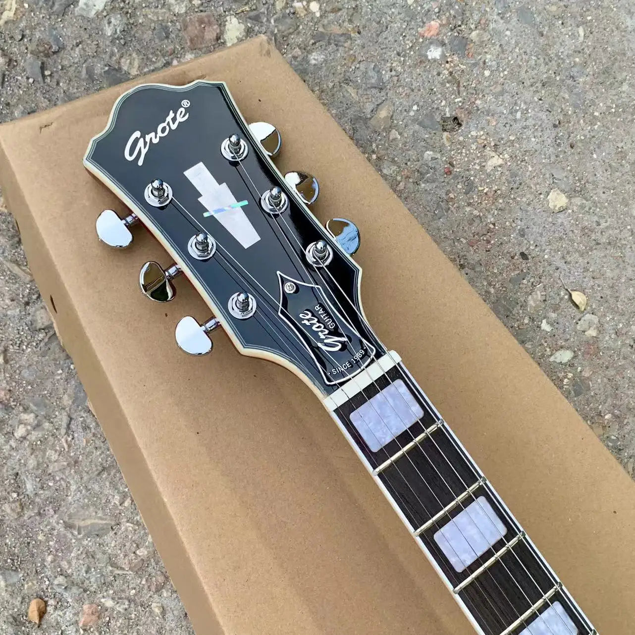 GROTE Left hand F hole Semi Hollow Body Electric Jazz Guitar - Brown