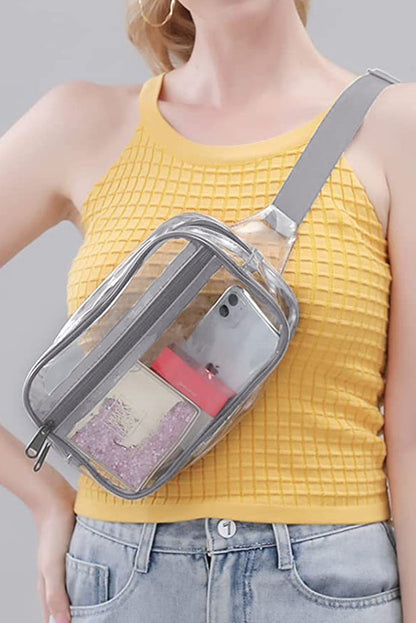 Sky Blue Clear PVC Adjustable Strap Crossbody Bag