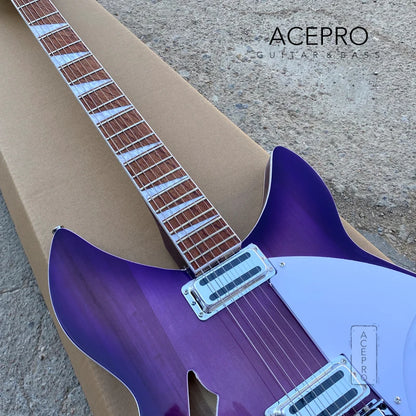 Purple Burst 6 String Semi Hollow Body 360 Electric Guitar, Tailpiece Bridge, Rosewood Fretboard