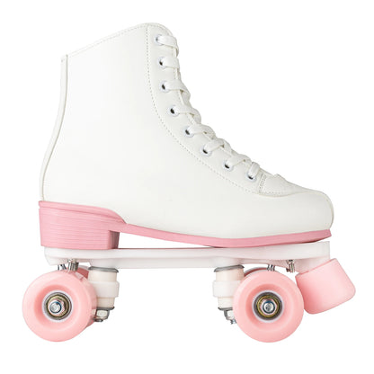 White & Pink Quad Roller Skates For Women