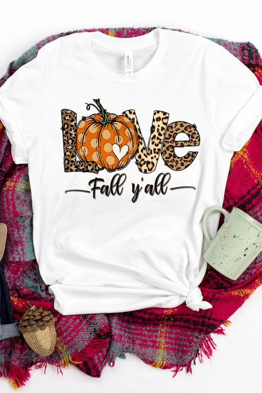 White Pumpkin Love Short Sleeve Halloween Graphic T Shirt