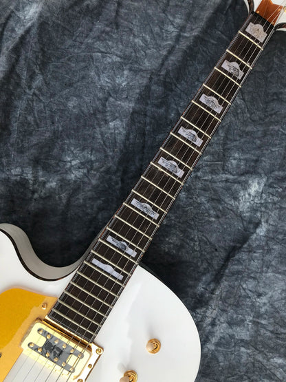 Glossy White Semi Hollow Body Jazz Guitar