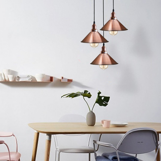 3 Head Ceiling Light, Multi Color Cluster Ceiling Hanging Lamp, Pendant Light Fixture with Cone Metal Shade~1302