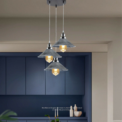 3 Head Ceiling Light, Multi Color Cluster Ceiling Hanging Lamp, Pendant Light Fixture with Cone Metal Shade~1302