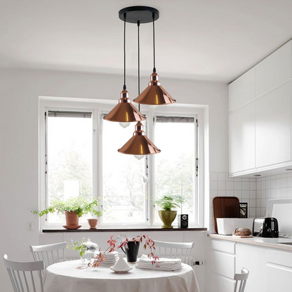 3 Head Ceiling Light, Multi Color Cluster Ceiling Hanging Lamp, Pendant Light Fixture with Cone Metal Shade~1302