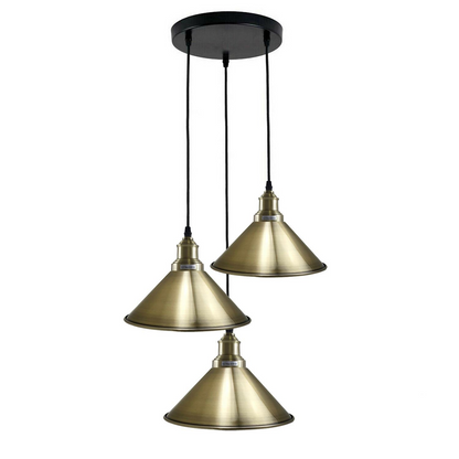3 Head Ceiling Light, Multi Color Cluster Ceiling Hanging Lamp, Pendant Light Fixture with Cone Metal Shade~1302