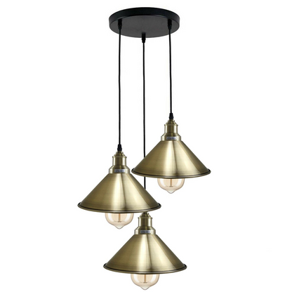 3 Head Ceiling Light, Multi Color Cluster Ceiling Hanging Lamp, Pendant Light Fixture with Cone Metal Shade~1302