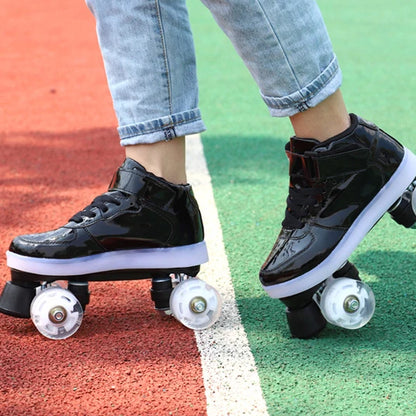 LED Sneaker Style Quad Roller Dance Skates