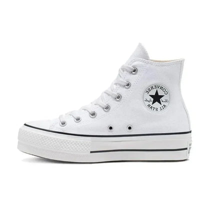 Converse All Star High Top Muffin Bottom Classic Hundred  Women's Casual Non-slip High Top Canvas Shoes (Premium White)