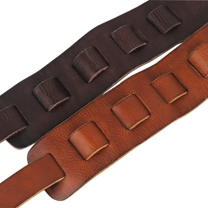 Full Grain Upper Embossed Leather Guitar Strap 2.5' Wide (for Acoustic, Classical, Electric, Bass Guitar)