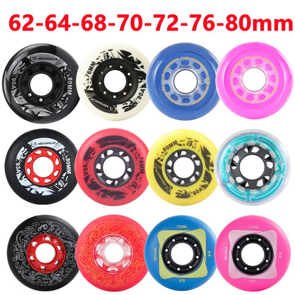 Fancy PU Inline Roller Skate Wheels (62/64/68/70/72/76/80mm) with Wear-Resistant Bearing(83A/85A/90A/93A)