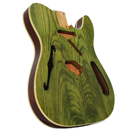 DIY Telecaster Thinline Electric Guitar Body - Swamp Ash Veneer - Semi-hollow with F hole