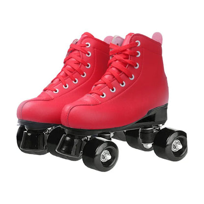 PU Leather Roller Skates, Elegant Red