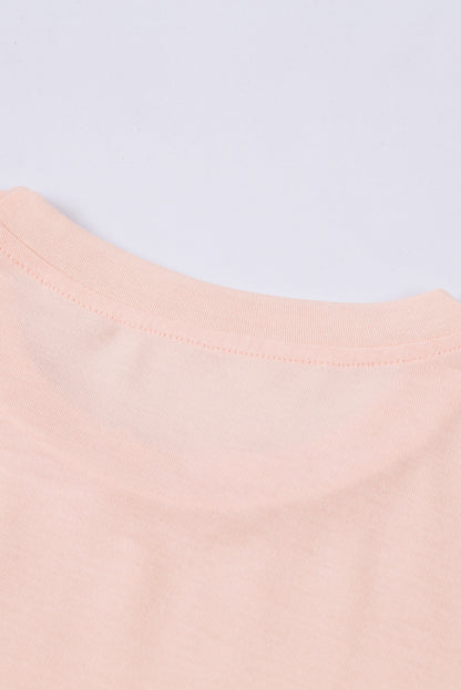 Green Plain Solid Color Crew Neck Tee