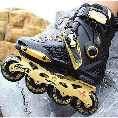 Outdoor Flat 4 Wheel Inline Free Skate Roller Blades - Aluminum Trucks & PU Wheels