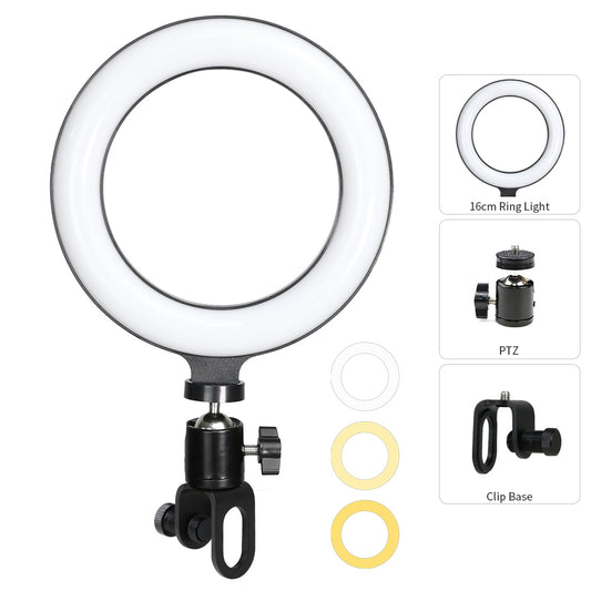 6.3 Inch LED Selfie Ring Light - USB Desktop Clip