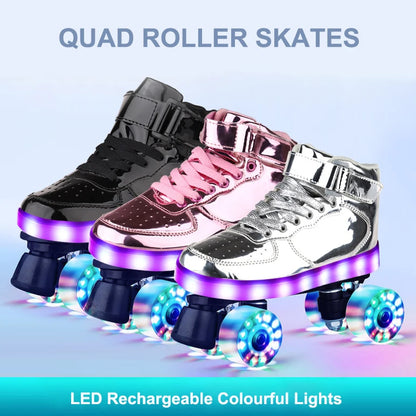 LED Sneaker Style Quad Roller Dance Skates