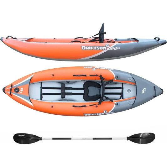 Rover Inflatable 1 and 2 Person Kayak with High Pressure Floor