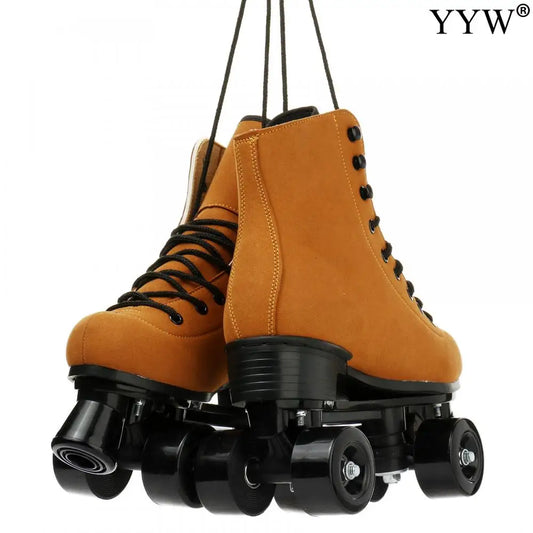 Beginner PU Leather Casual Quad Roller Skates