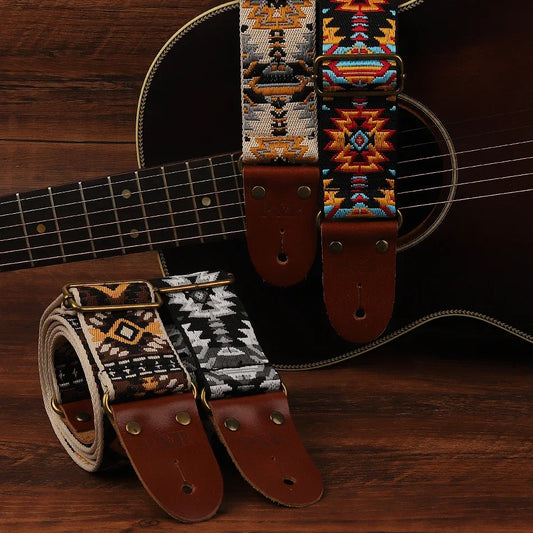 Adjustable Bohemian Style Soft Leather Guitar Strap