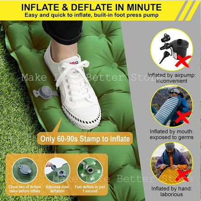 Inflatable Outdoor Mattress with Built-in Pillow Pump 200x140cm