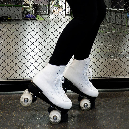 Beginner Indoor/Outdoor PU Leather Quad Roller Skates