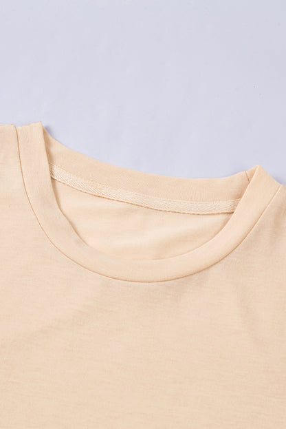 Green Plain Solid Color Crew Neck Tee