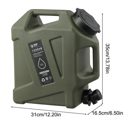 3.2 Gallon/12L Camping Water Container with Spigot BPA Free Car Water Carrier Tank Large Capacity Truly No Leakage Multifunction