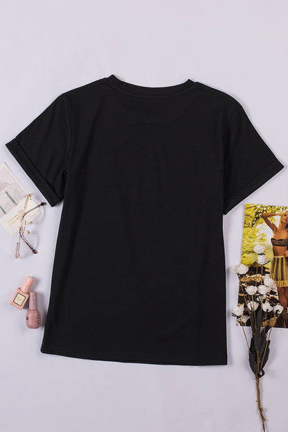Green Plain Solid Color Crew Neck Tee