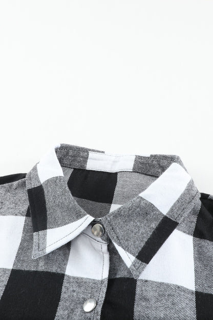 Red Plaid Collared Button Down Long Shirt Shacket