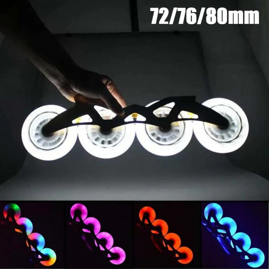 Outdoor LED In-line Speed Skate Skating Light Flashing Roller Wheels (80/76/72mm) - 2Pcs