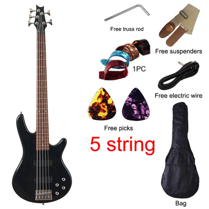 Active Bass Guitar 43 Inch 5 String 24 Frets Okoume Wood Body Canada Maple Neck Electric Bass Guitar