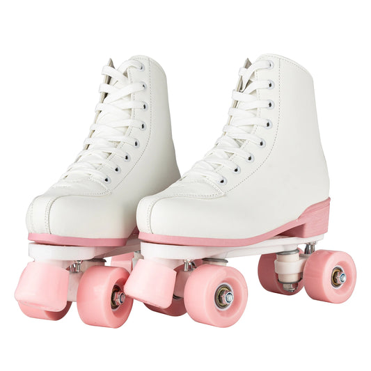 White & Pink Quad Roller Skates For Women