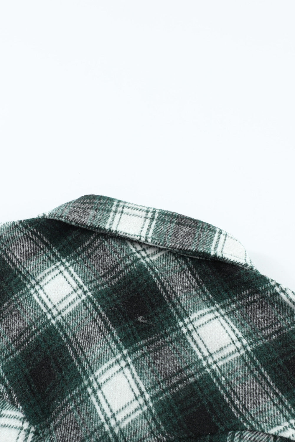 Black Button Up Collared Plaid Shacket