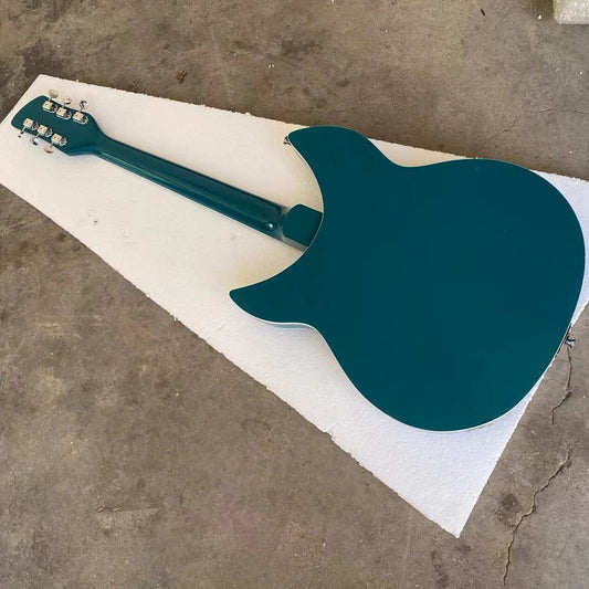 Metallic Turquoise Blue 360 6 String Semi Hollow Body Electric Guitar (R Shaped Tailpiece, Rosewood Fretboard)