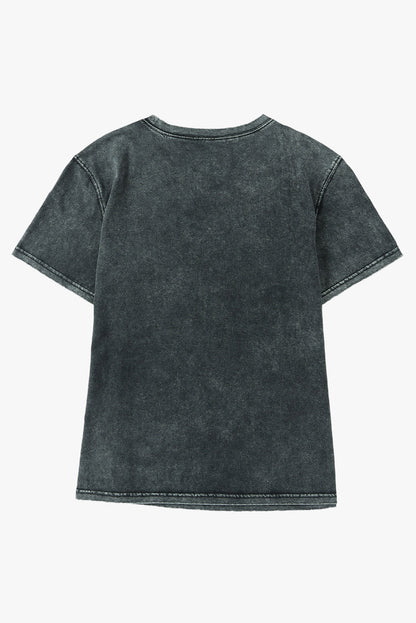Black Pumpkin Floret Graphic Vintage Washed T-shirt