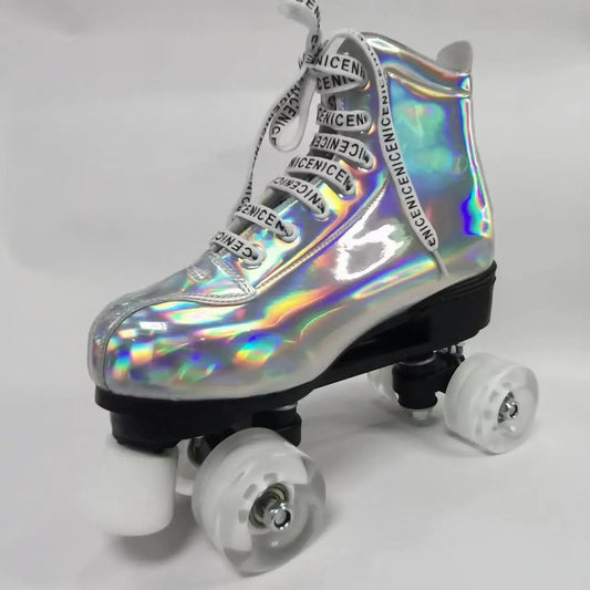 Retro PU Leather QUAD Roller Dance Skates