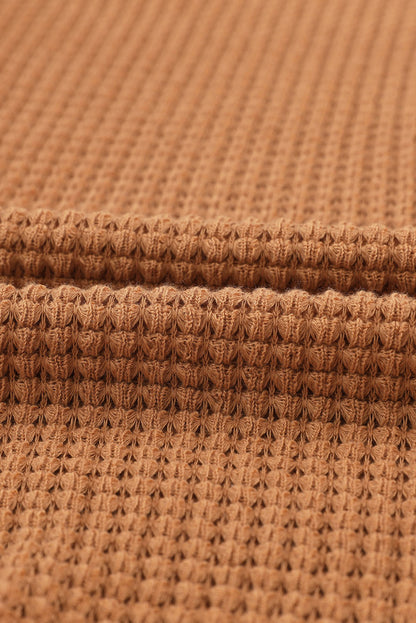 Hot Pink Pocket Buttons Front Waffle Knit Shacket