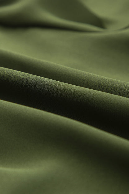Olive Green Casual Lantern Sleeve V Neck Short Tiered Dress