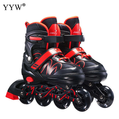 Kids Adjustable 4 Wheel Inline Roller Skate  with Flash Light Up Wheels