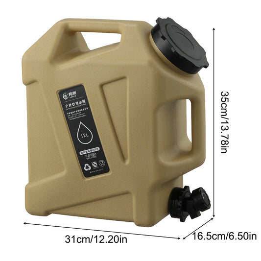 3.2 Gallon/12L Camping Water Container with Spigot BPA Free Car Water Carrier Tank Large Capacity Truly No Leakage Multifunction