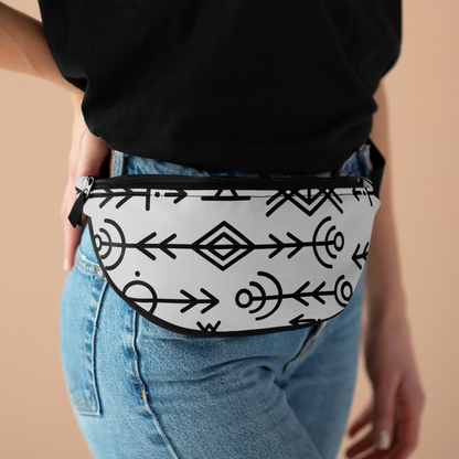 Fanny Pack TRIBAL GRAY Minimal By QueenNoble