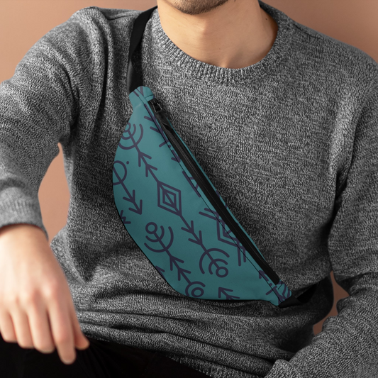 Fanny Pack TRIBAL TEAL Minimal By QueenNoble