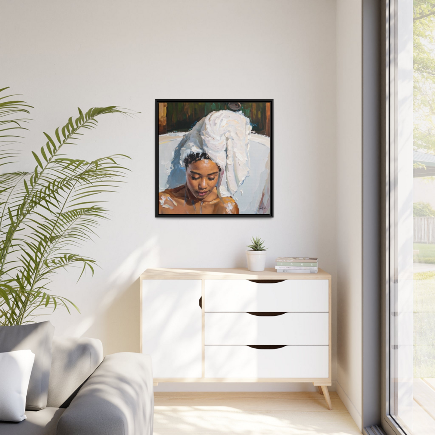 WOMAN TAKING A BATH Canvas Wall Art - By QueenNoble
