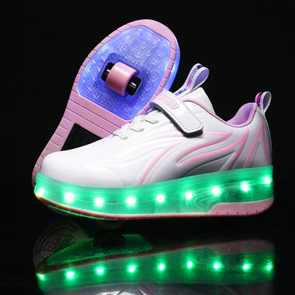 Children's 2 Wheel Led Light Roller Skate Shoes (heelys)