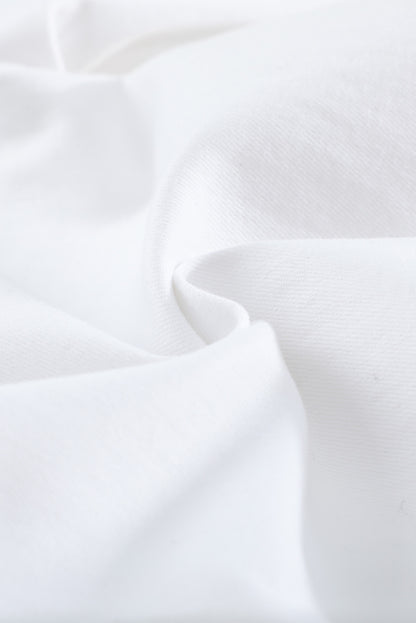 White Plain Buttons Frayed Raw Hem High Waist Denim Jeans