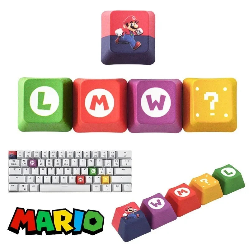 5pcs Super Mario Bros Keycaps for Computer Keyboards