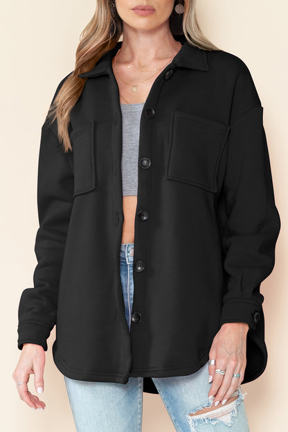 Green Collared Pockets Button Up Jacket