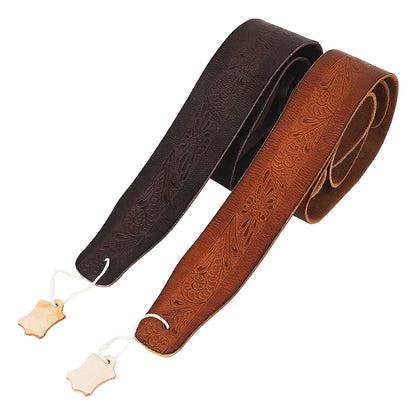Full Grain Upper Embossed Leather Guitar Strap 2.5' Wide (for Acoustic, Classical, Electric, Bass Guitar)